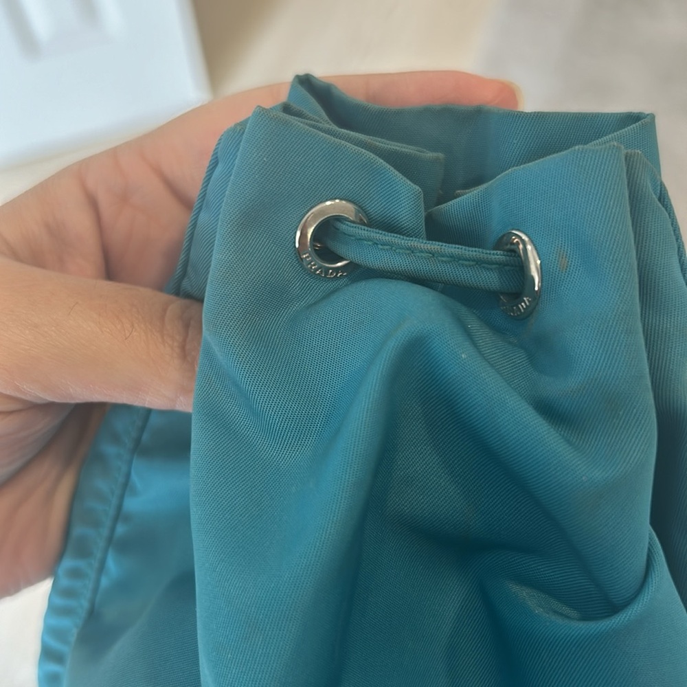Prada nylon turquoise drawstring pouch - Picture 5 of 7